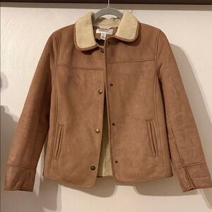 Talbots Brown Teddy Jacket with Cream Collar